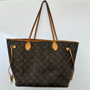 Authentic Louis Vuitton Neverfull Tote MM Brown Canvas Monogram